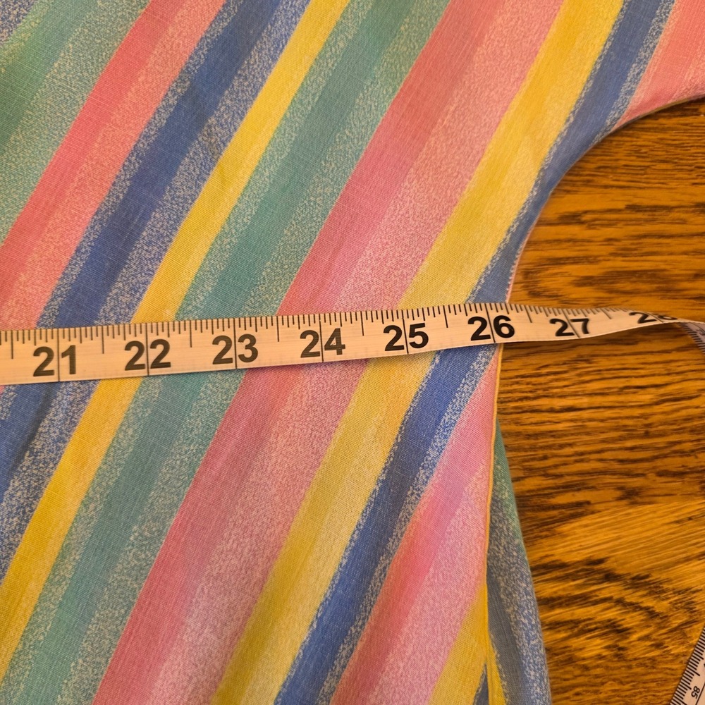 Womens Vintage Pastel Rainbow‎ Stripe Nightgown Dress Caftan House Dress Lounger - Picture 7 of 10